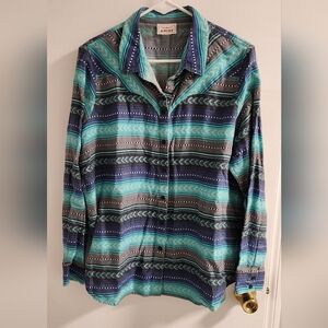 Ariat Ladiea Teal Aztec Southwestern Button-Up Shirt , Size XL